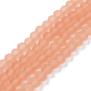 About 85~88pcs Faceted Glass Beads for Jewelry Making, 6x5mm Crystal Glass Beads for Bracelet Necklace Earrings DIY Craft Making, Light Salmon