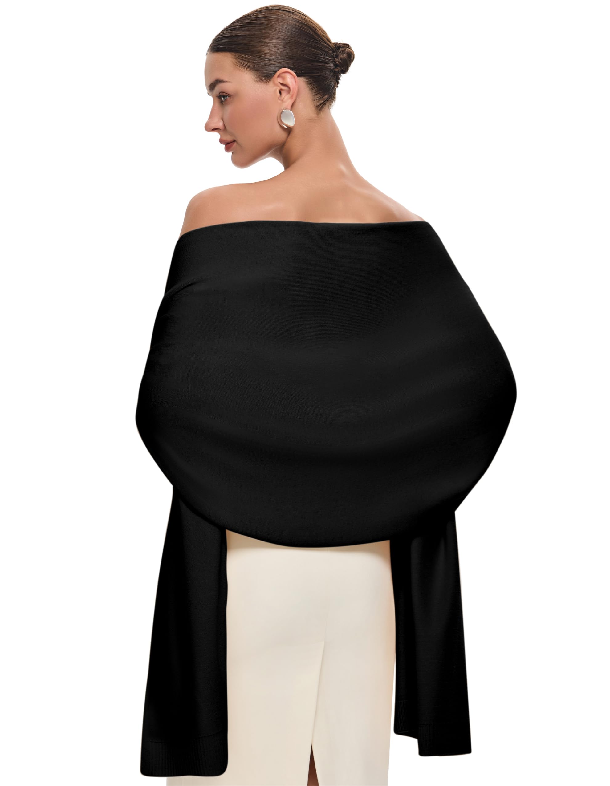 PULI Women's Pashmina Shawl Wrap Large Wedding Bridal Evening Winter Scarf | Thi