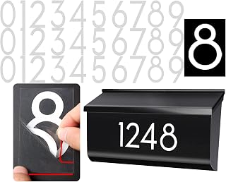 2 inch 30 Pcs Reflective Mailbox Numbers Stickers for Outside, Easy Installation with Prolonged Backing for and Pre-cut, Self Adhesive White Vinyl Address for House Address Sign Window Trash Bins