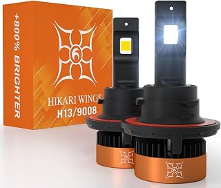 HIKARI WINGS H13/9008 LED Fog light, 50000LM Pure White 6000K LED Bulbs, Plug & Play IP68 Waterproof Pack of 2