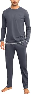 Aseniza Men's Winter Pyjamas Long Sleeve Cotton Simple Elegant Pyjamas Soft