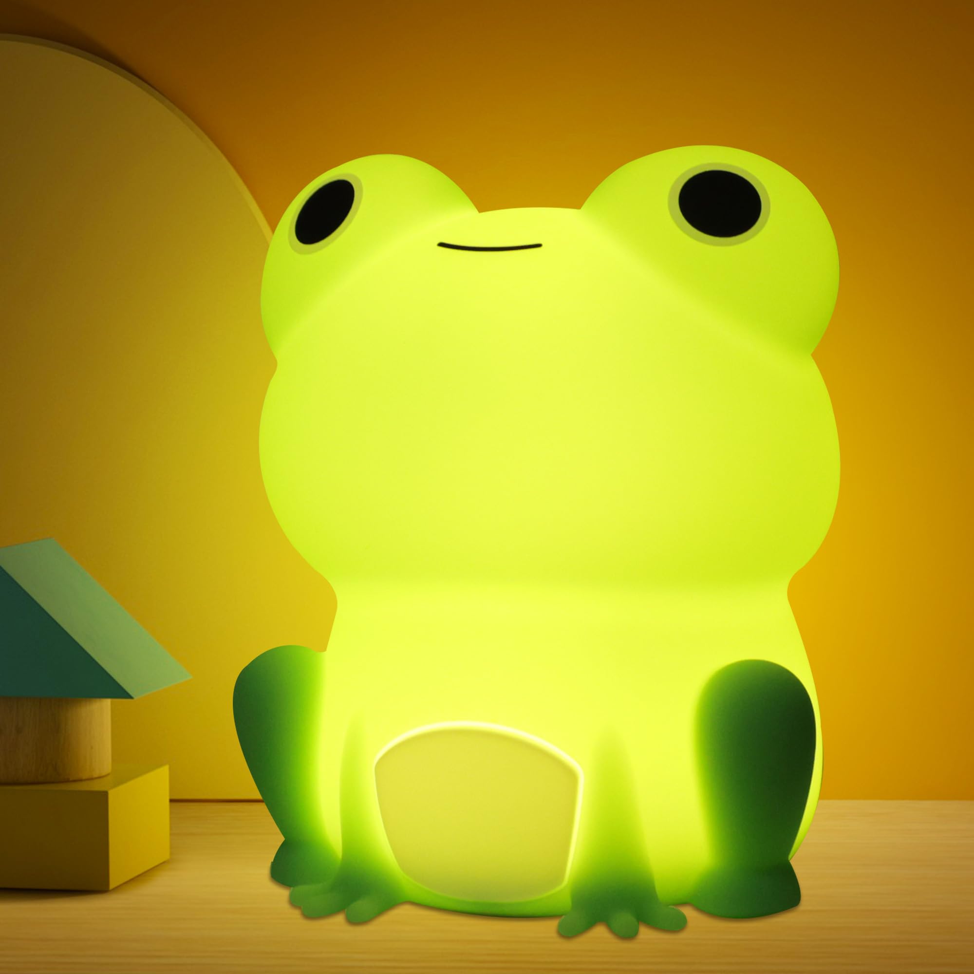 Frog Night Light for Nursery, Rechargeable Dimmable Bedside Lamp with Touch Cont