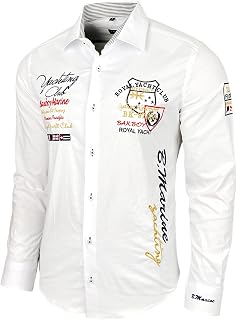 Baxboy B-508 Men's Casual Business Wedding Shirt Elastic Slim Fit Kent Collar Long Sleeve Contrast Shirt