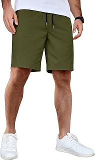 COOFANDY Mens Casual Shorts Cotton Elastic Waist Drawstring Shorts Lightweight Summer Beach Shorts