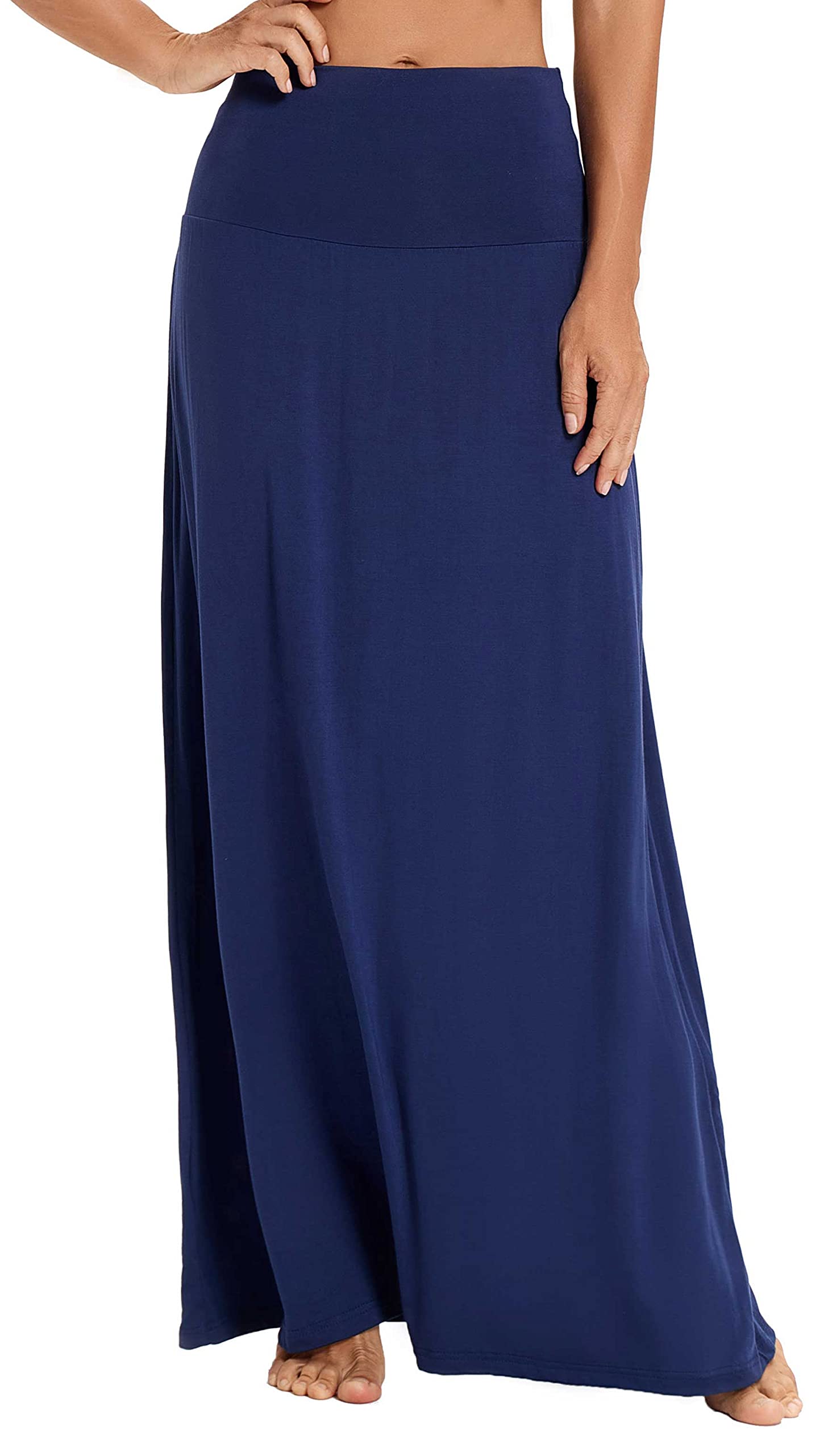 EXCHIC Women's Summer Pull On Skirt, Boho Beach/Yoga Maxi Skirt, Stretch, High W