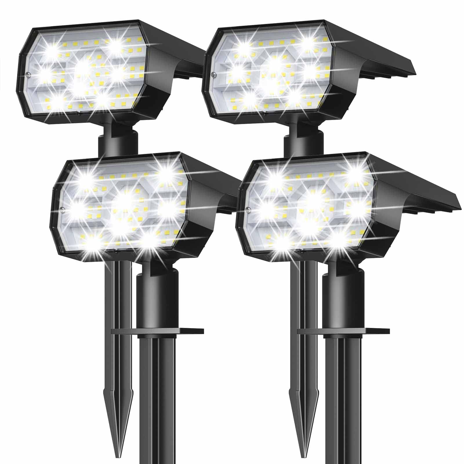 NYMPHY Solar Lights Outdoor Waterproof - 4 Pack (Cool White) | 56 LED 3 Lighting