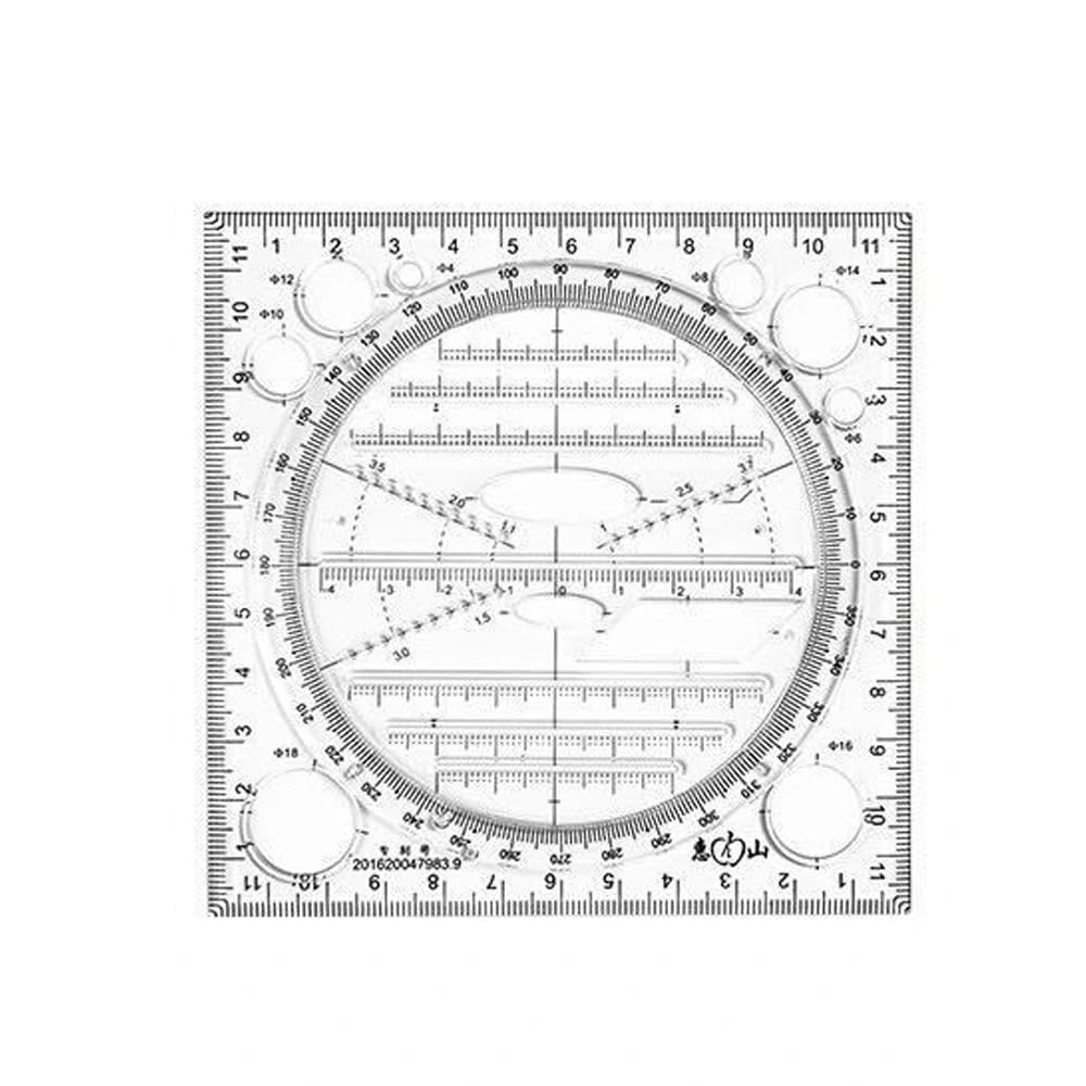 1 x Multifunctional Rotating Drawing Template Geometric Measuring Tool for Paint