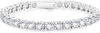 KRKC&CO Tennis Bracelet, Zirconia, Men's Bracelet, 0.12/0.16/0.20 inches (3/4/5 mm), Hypoallergenic, CZ Diamond, White Gold Plated, Sparkling, Wrist Band, Hip Hop, B-Style, Street Accessory, Unisex