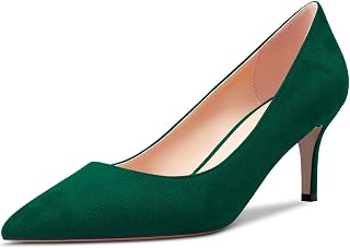 Castamere Women's Needle Mid Kitten Heel 6.5 CM Heels Pointed Toe Pumps Slip-on Classic Cute Office Shoes