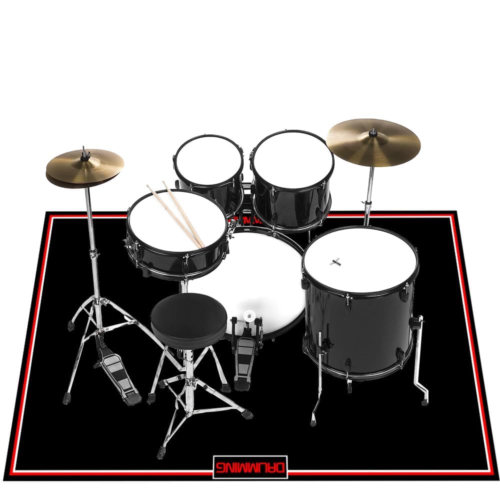 Drum Mat Rug, 120 x 180 cm Soundproof Drum Carpet Mat Non Slip,Drumming Pad | Drum Kit Mat Non Slip, Acoustic, Noise Reduction, for Electrical & Jazz Bass Drum Set, Drumming Gift for Drummer, No Creases.