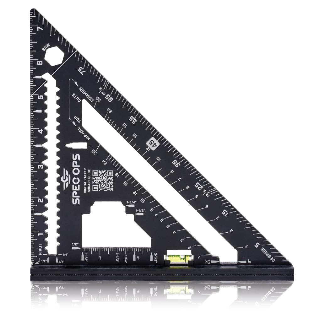 Spec Ops Elite Series Fury 7.5” Rafter Square with Level Vial, Laser Etched & St