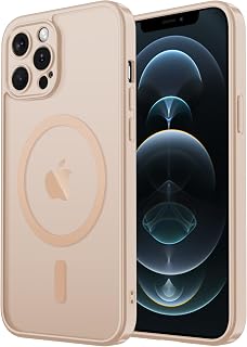 for iPhone 12 Pro Case[Compatible with MagSafe][Camera Protection][Military Grade Drop Protection] Slim Translucent Matte Frosted Phone Cover,Sand Pink
