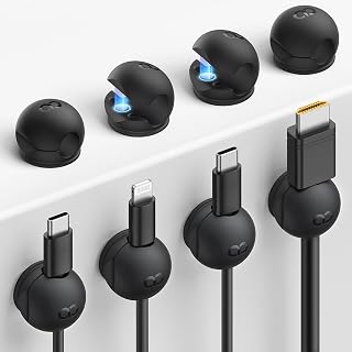 8Pack Magnetic Cord Organizer Clips - Lamicall [Mini-Soft Silicone] Cable Management for Phone Charger Cords, Strong Magnet Adhesive Cord Holder for Desk Nightstand Home Office, Organizer, Mom Gift