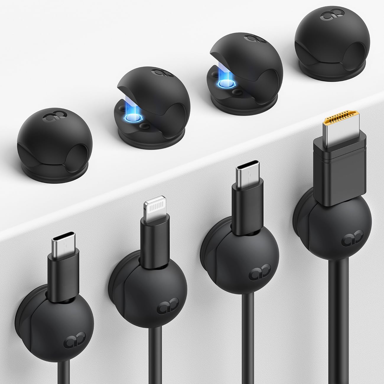 8Pack Magnetic Cord Organizer Clips - Lamicall [Mini-Soft Silicone] Cable Manage