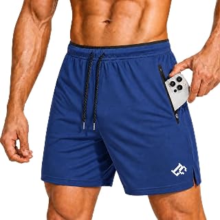 Men's Gym Shorts Running Sports Zipper Pockets
