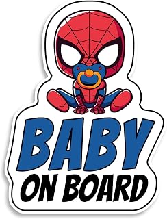Baby on Board Sign for Car, Little Superhero, High Visibility Window Sticker Badge, Easy Apply & Remove, Universal Safety Sign