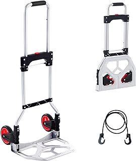 VEVOR Folding Hand Truck, 176 lbs Load Capacity, Aluminum Portable Cart, Convertible Hand Truck and Dolly with Telescoping Handle and Rubber Wheels, Ultra Lightweight Super Strong for Moving Warehouse