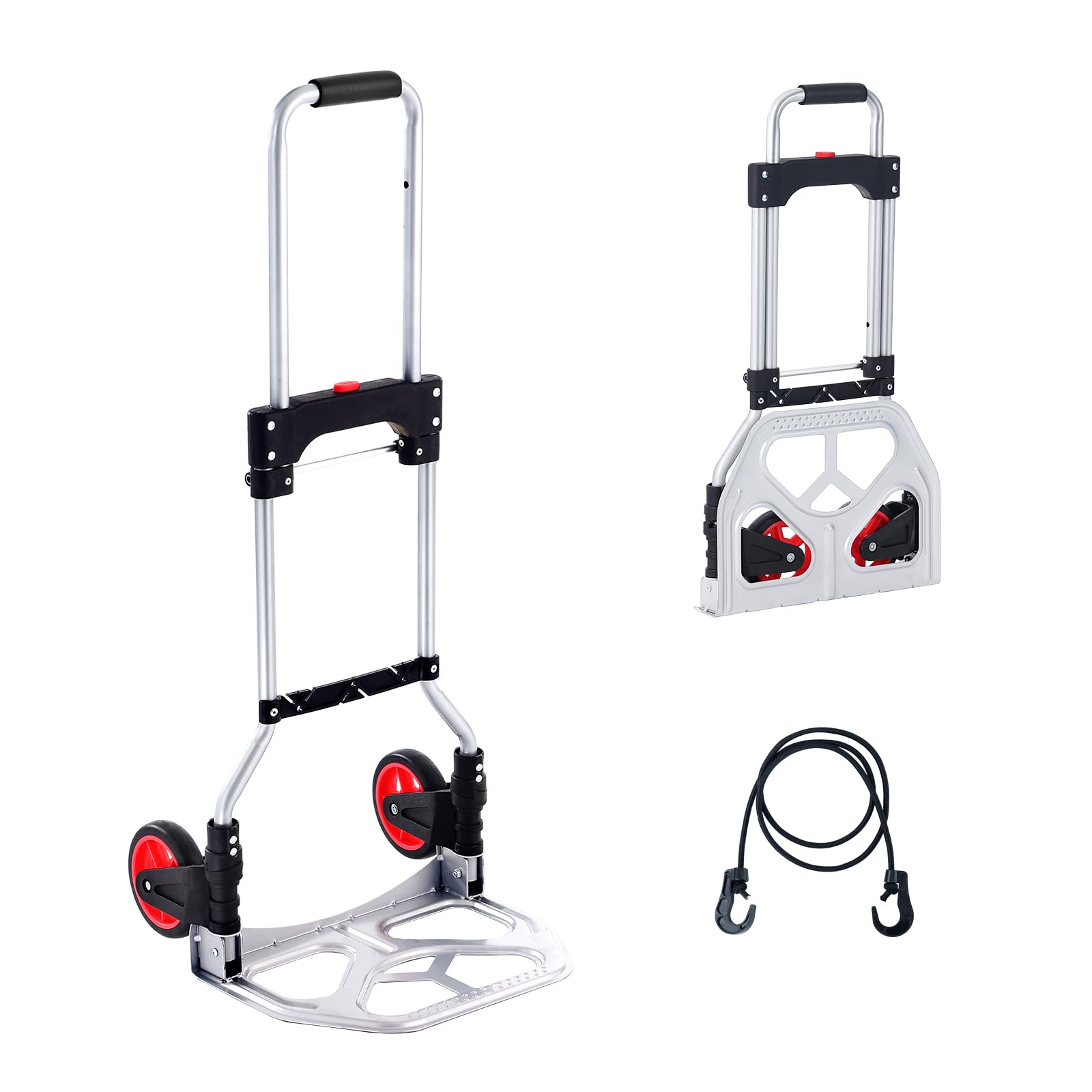 VEVOR Folding Hand Truck, 176 lbs Load Capacity, Aluminum Portable Cart, Convert