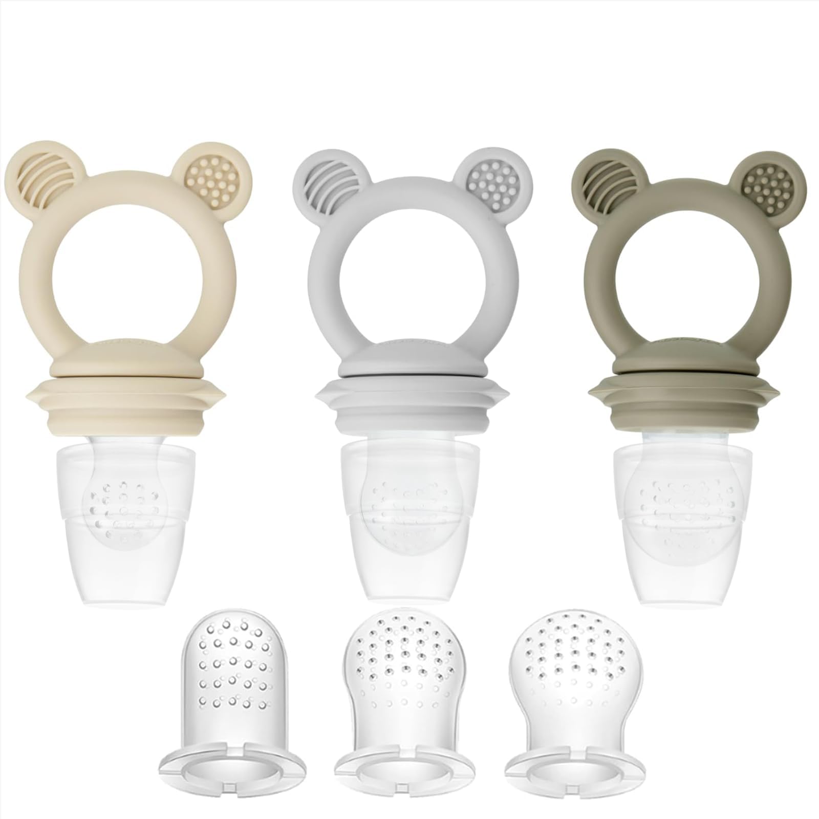 PandaEar 3 Pack Baby Fruit Food Feeder Pacifier, Silicone Feeder Pacifier with 3
