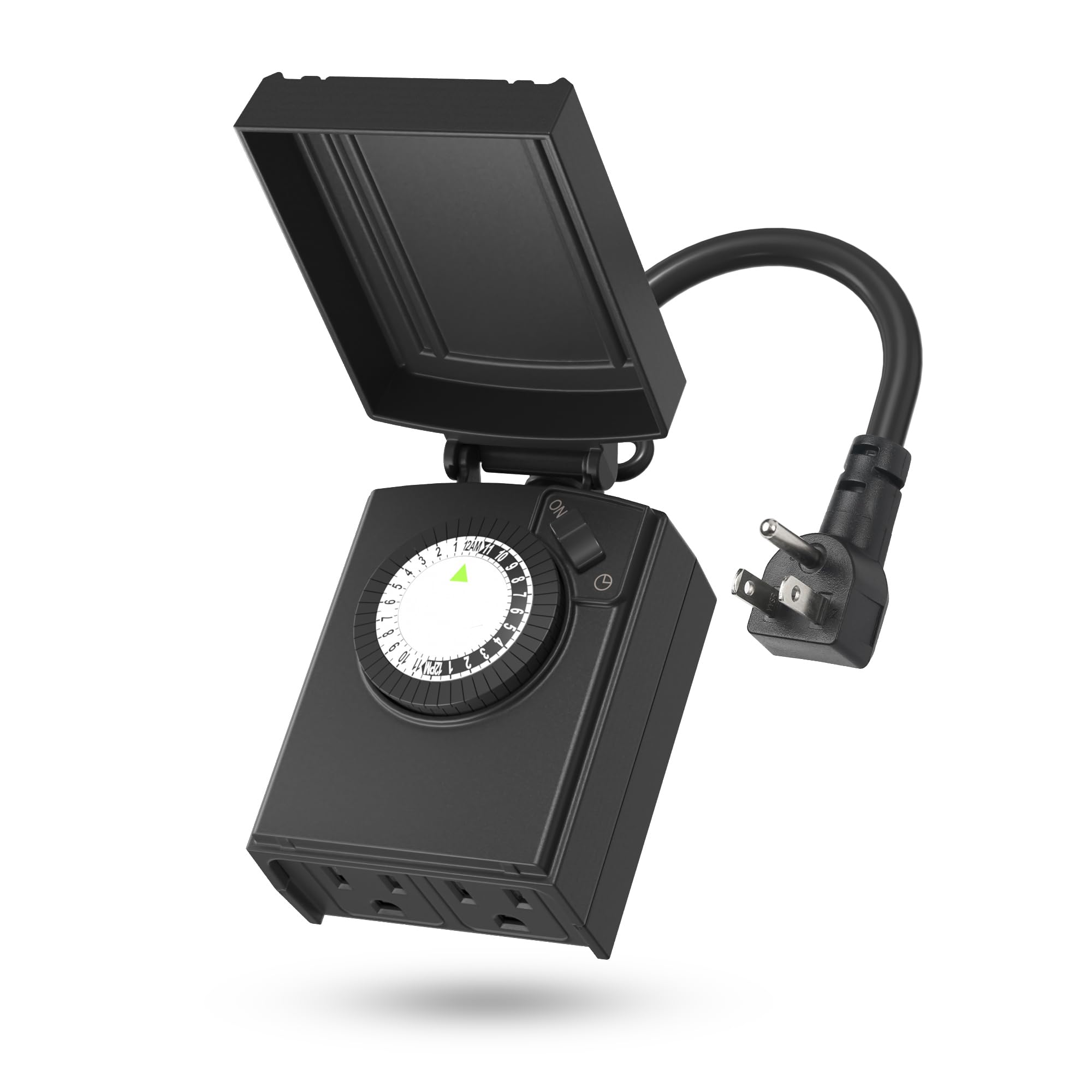 BN-LINK Outdoor 24-Hour Mechanical Timer Outlet, 2 Grounded Outlets | 30-min Int