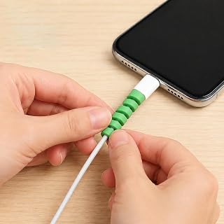 20 Pcs Silicone Phone Charger Protectors, Coiled USB Cable Protector Flexible Cable Protector for Mouse Headphone Laptop Computer