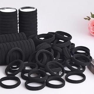 [Pack of 100] Hair Ties for Women No Damage Hair Scrunchies for Thick Hair Large Soft Seamless Nylon Fabric Elastic Ponytail Holder Ponytail Holder