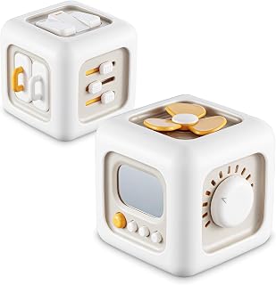SOCBTNSO Montessori Busy Cube Travel Toy for Toddlers | Learning Fine Motor Skills, Toys for 1 Year Old Boy, 6 9 12 Months Baby Shower Gifts