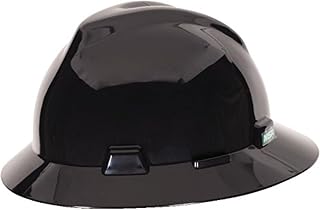 MSA V-Gard Full-Brim Hard Hat with Suspension - Polyethylene Shell, Superior Impact Protection and Self Adjusting Crown Straps - Standard Size Hard Hat