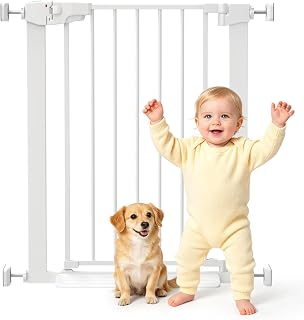 YEAUPE PRO Baby Gate for Stairs and Doorways, for Widths 68-73cm | Pressure Mounted, Child Stair Gate, White