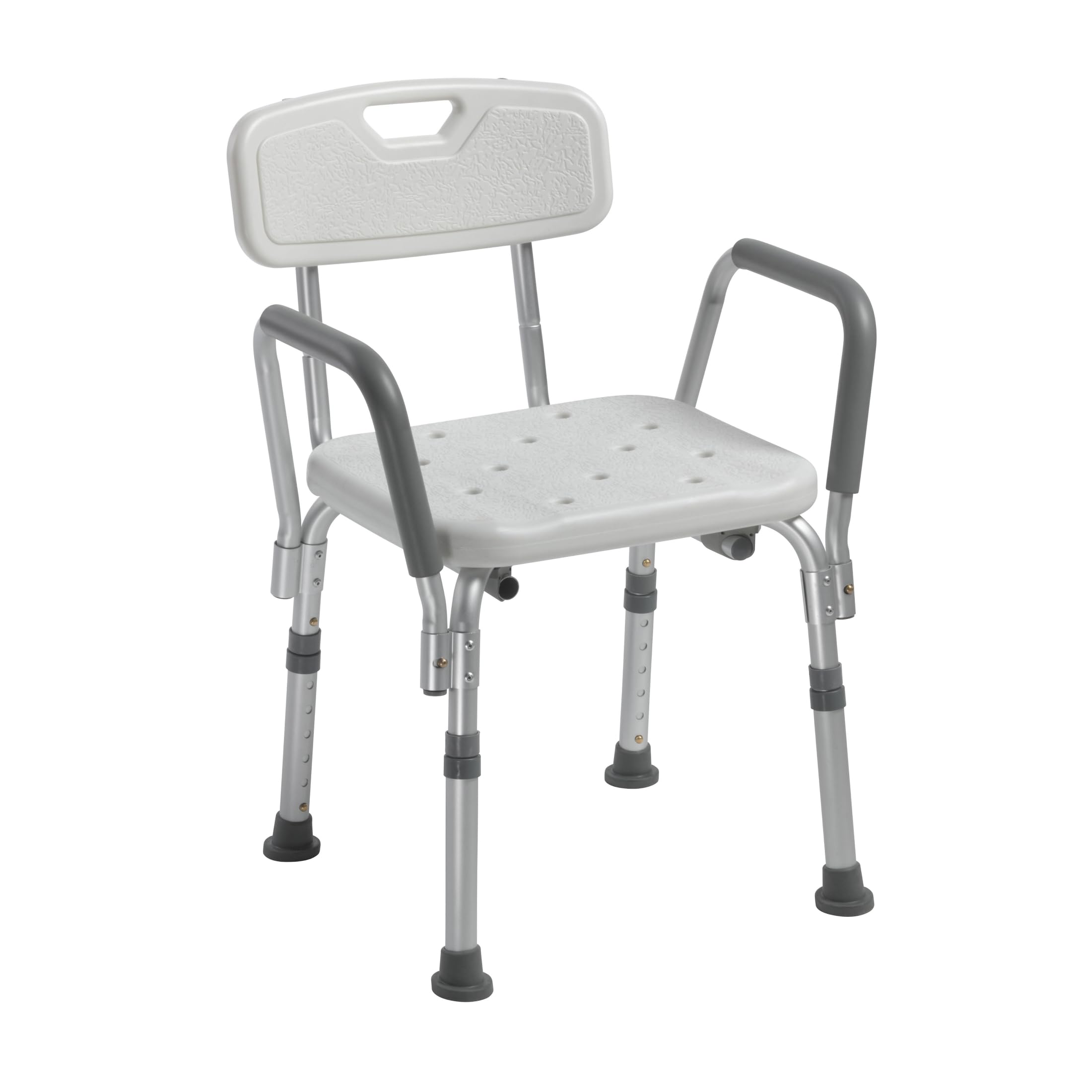 Drive Medical Premium Shower Chair with Back and Padded Arms, White | Shower Cha