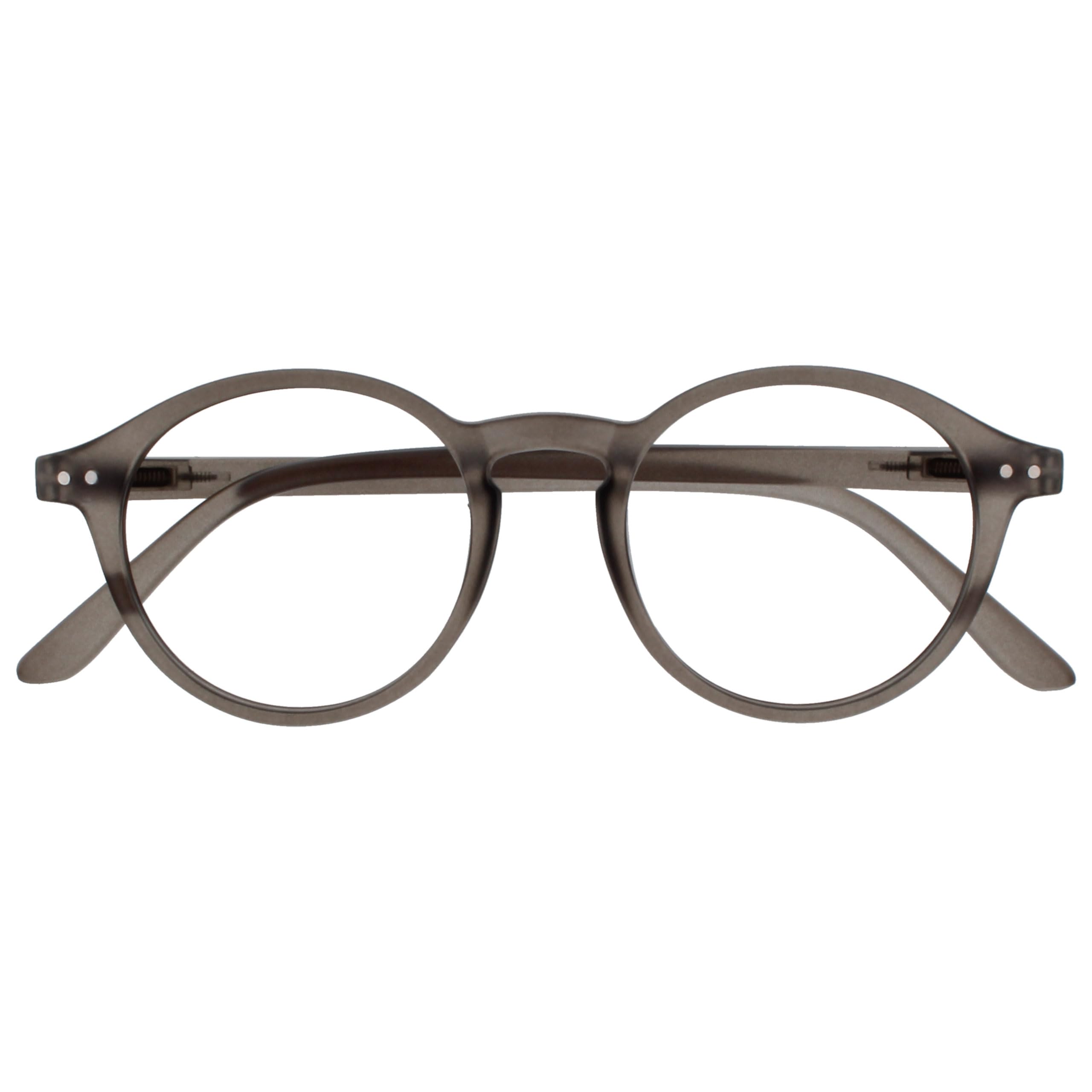 OPULIZE KING Reading Glasses - Retro Round Frame - Matte Grey - Men Women - Spri