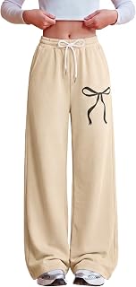 Zaclotre Girls Wide Leg Sweatpants Bow Baggy Athletic Pants with Pockets
