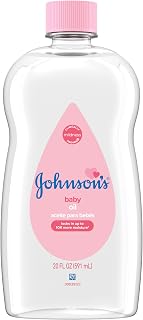 Johnson's Baby Oil, Pure Mineral Oil, Original Scent, 20 fl. oz | Help Prevent Moisture Loss, For Baby, Kids & Adults, Gentle & Soothing Massage Oil, Dry Skin Relief