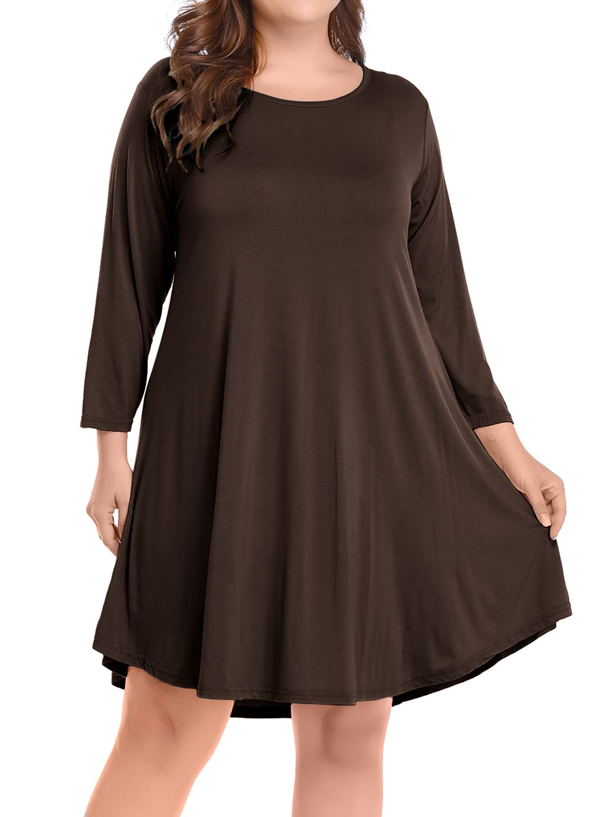 BELAROI Womens Plus Size Fall Dresses A-Line Swing 3/4 Sleeve