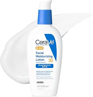 CeraVe AM Daily Facial Moisturizer with SPF 30, Face Sunscreen, 3oz | Face Lotion with SPF, Travel Size Skin Care with Hyaluronic Acid &amp; Niacinamide, Oil-Free Facial Moisturizer, Non-Comedogenic