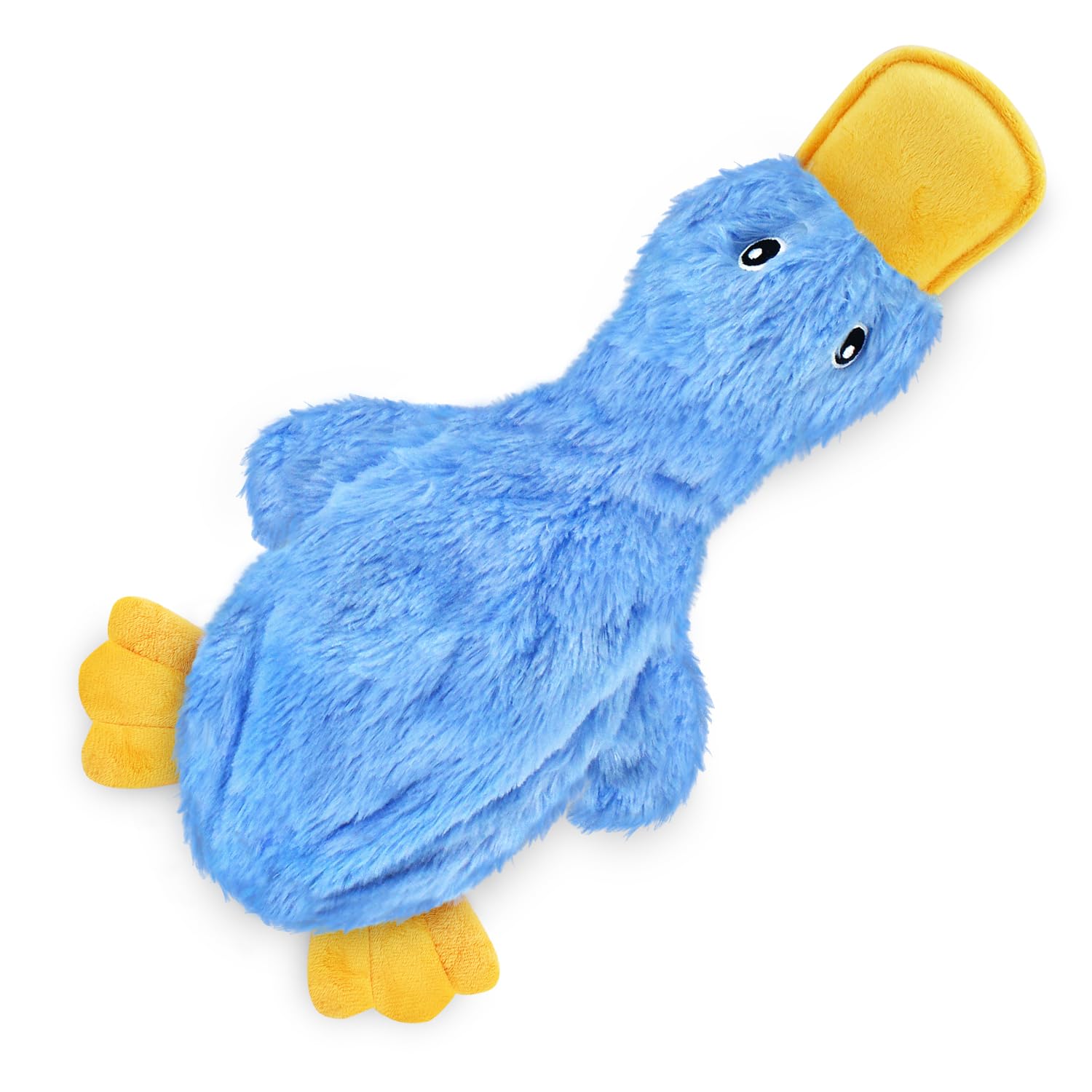 Best Pet Supplies Interactive Squeaky Dog Toy - Crinkle Duck, Blue | Stuffing Fr