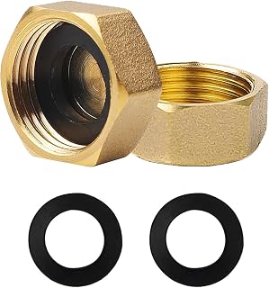 Blanking Caps Female Hex Stop Cap Plumbing Tap Valve 2Pcs 3/4 Inch | Sturdy golden alloy blocking plugs; threaded pipe fasteners; for leakproof radiator sealing