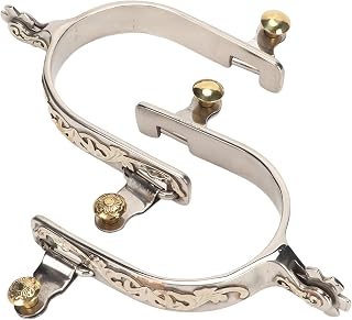Western Cowboy Spurs, 1 Pair Horse Spurs Stainless Steel Western Horse Spurs with Rotatable Gear, Retro Fine Workmanship Men Women Horse Boot Spurs for Equestrian