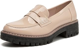 Womens Loafers Patent Leather Comfortable Platform Penny for Work Office