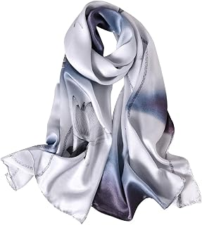 Women's Silk Scarf, 100% Silk, Colourful, in 20-Plus Designs, Warm and Soft, Stole, Neckerchief, 53 x 170 cm