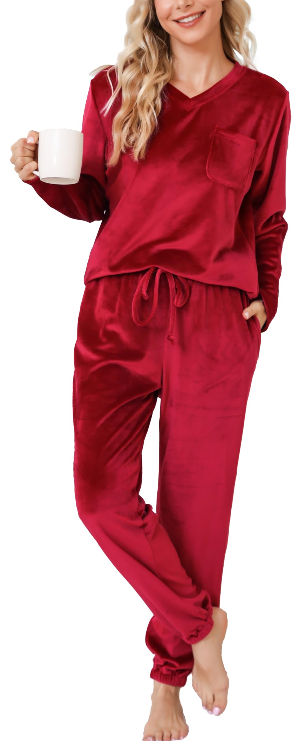 Vlazom Women's Pyjamas Winter Fleece Pajamas Sets Sleepwear