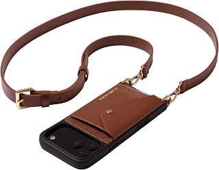Bandolier Hailey Leather Crossbody Phone Case iPhone 16 Pro- Cognac | Crossbody leather phone case. Built-in wallet w/ snap-closure. Adjustable & removable leather strap. Phone drop protection.