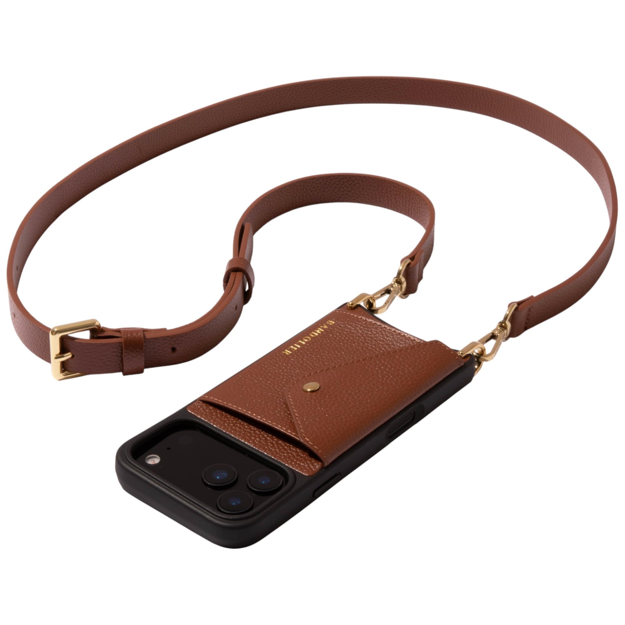 Bandolier Hailey Leather Crossbody Phone Case iPhone 16 Pro- Cognac | Crossbody 