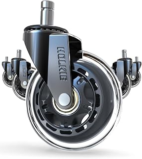 HOLKIE Office Chair Wheels 11x22mm 3 Inch Desk Roller Blade Caster Replacement for Office, Rubber Rollerblade Wheels-Set of 5 for Hardwood Floors Gaming Chair Wheels Smooth & Silence Gliding