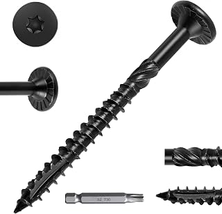 FMhotu #14 Heavy-Duty Wood Screws (2-7/8 Inch,50Pcs,Black) | Torx Drive Deck Screws, Rust Resistant, Structural Lag Screws for Timber/Log/Landscaping Wood