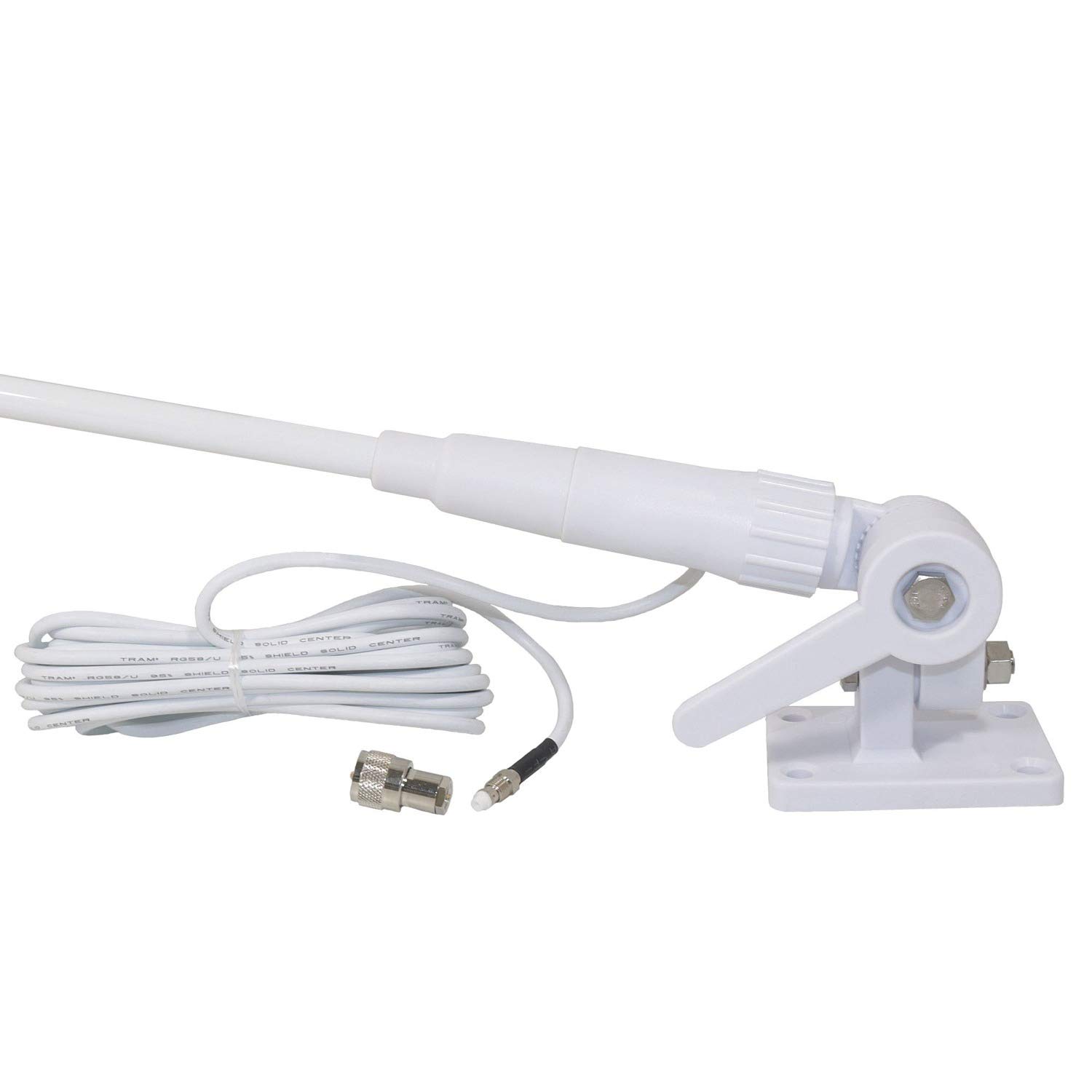 Tram® Pretuned VHF 3-dBd-Gain Marine Rachet-Mount 46-in. Fiberglass Antenna with