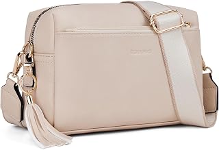 Roulens Small Triple-Zip Crossbody Bag for Women, Vegan Leather Phone Purse