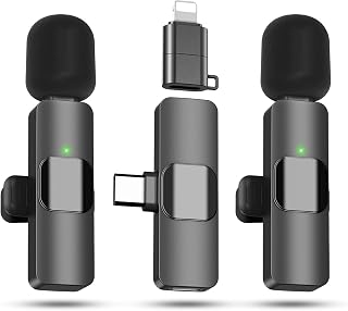 KUKIHO 2pcs Wireless Lavalier Microphone for iPhone/Smartphone, USB-C Mini Microphone for Social Video, Vlogging, TikTok, YouTube, Noise Reduction Clip, Plug-and-Play