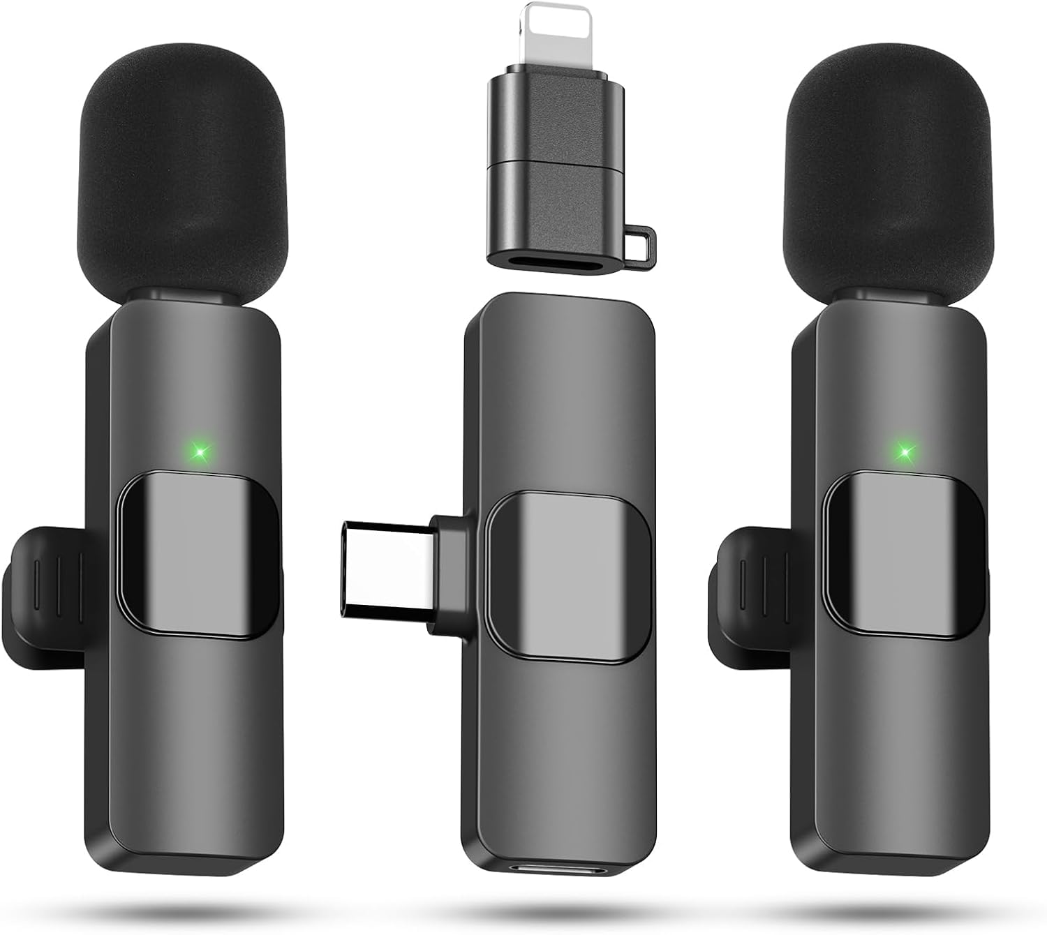 KUKIHO 2pcs Wireless Lavalier Microphone for iPhone/Smartphone, USB-C Mini Micro