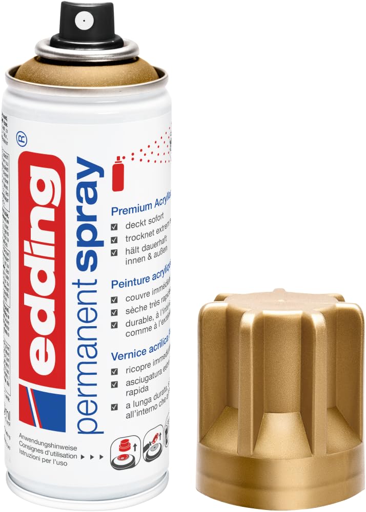 edding 5200 Permanent Spray – Rich Gold Matt – 200 ml – Acrylic Spray | Acrylic 